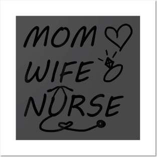 Mom Wife Nurse Retro Healthcare Professional Nursing Posters and Art